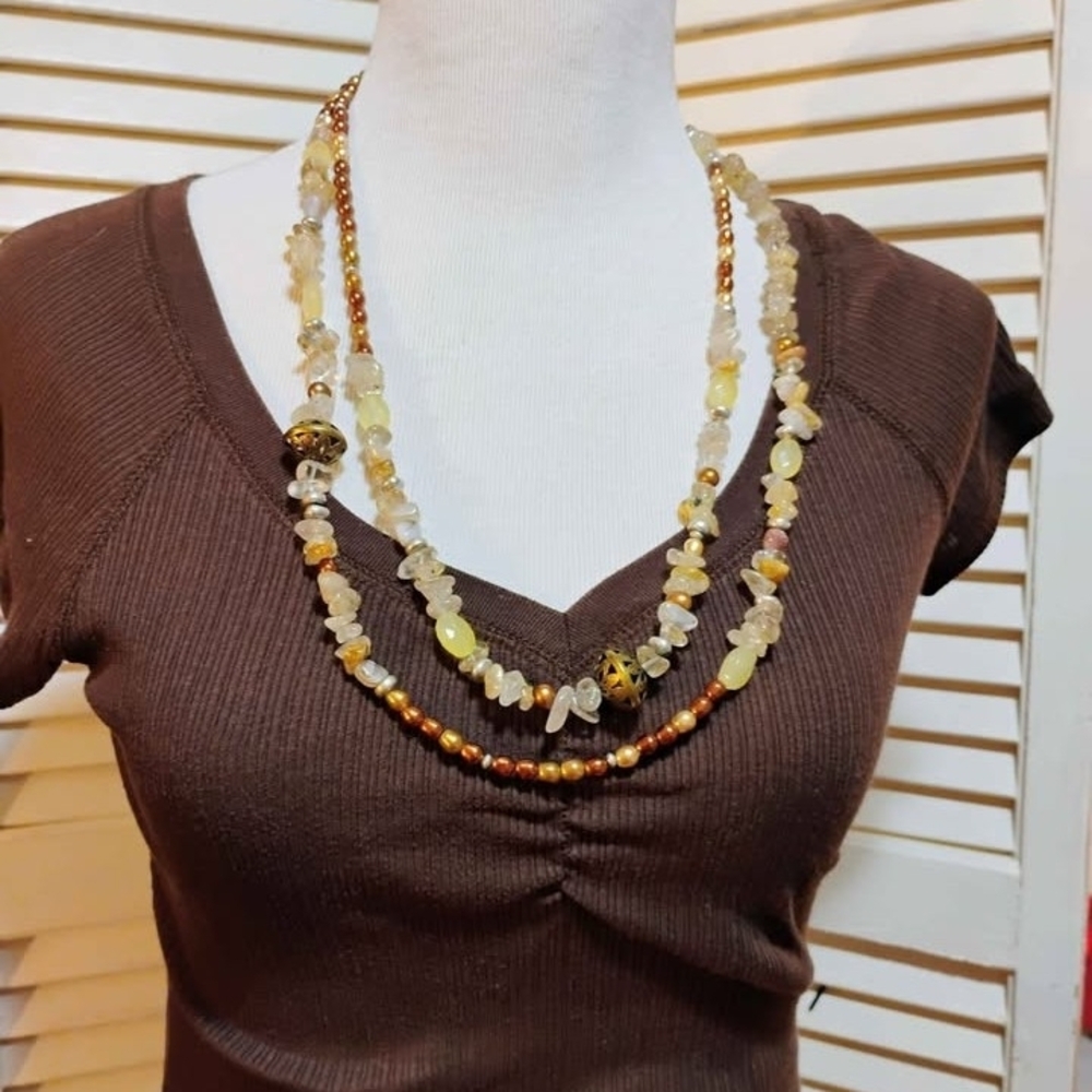 Vintage Coldwater Creek Earth Tone Beaded Necklace